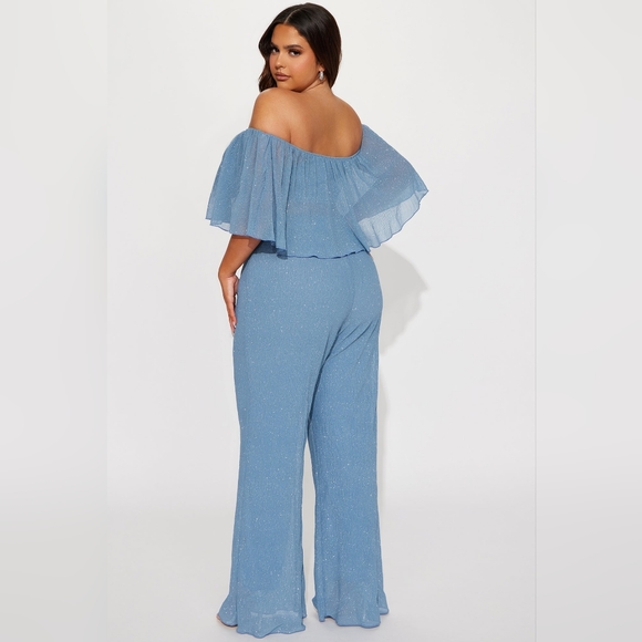 NWT 2 piece Sparkly Blue 2 pc pant set - Picture 4 of 8